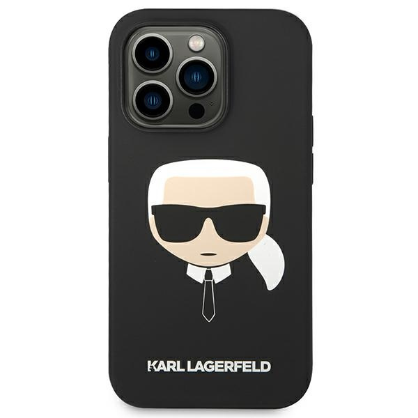 Hülle KARL LAGERFELD Apple iPhone 14 Pro Max Silikon Karl`s Head Schwarz Hartcase